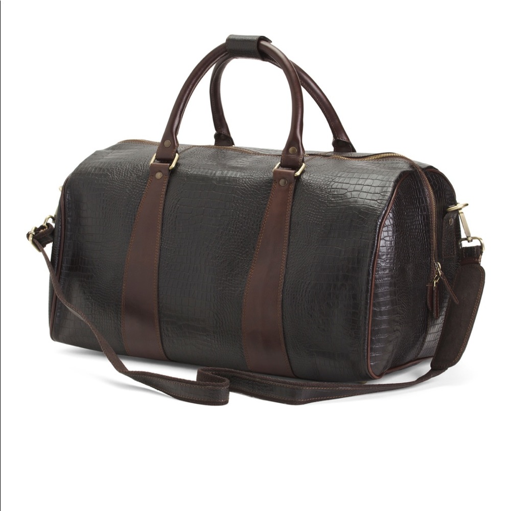 NWT Made in Italy Leather Croc Duffel Bag